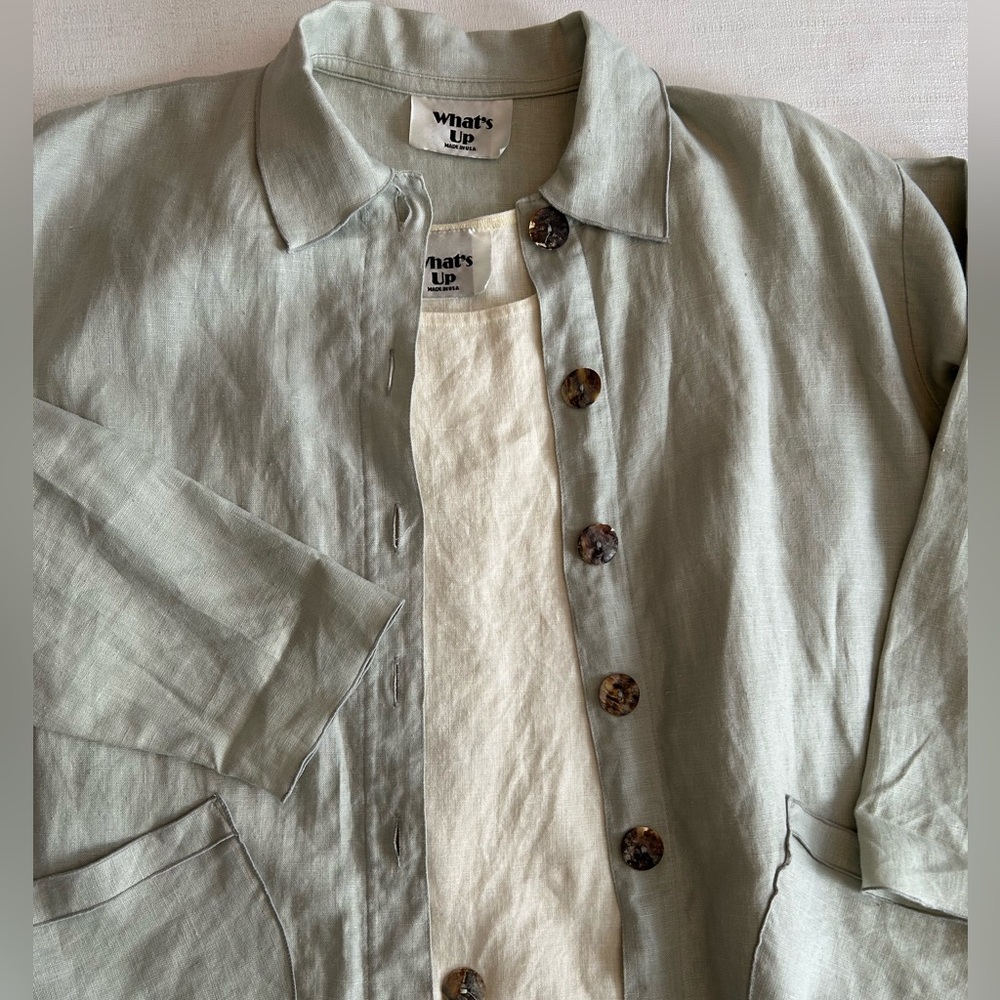 Vintage What’s Up Women’s Linen Jacket and Shirt 2 Piece Set
